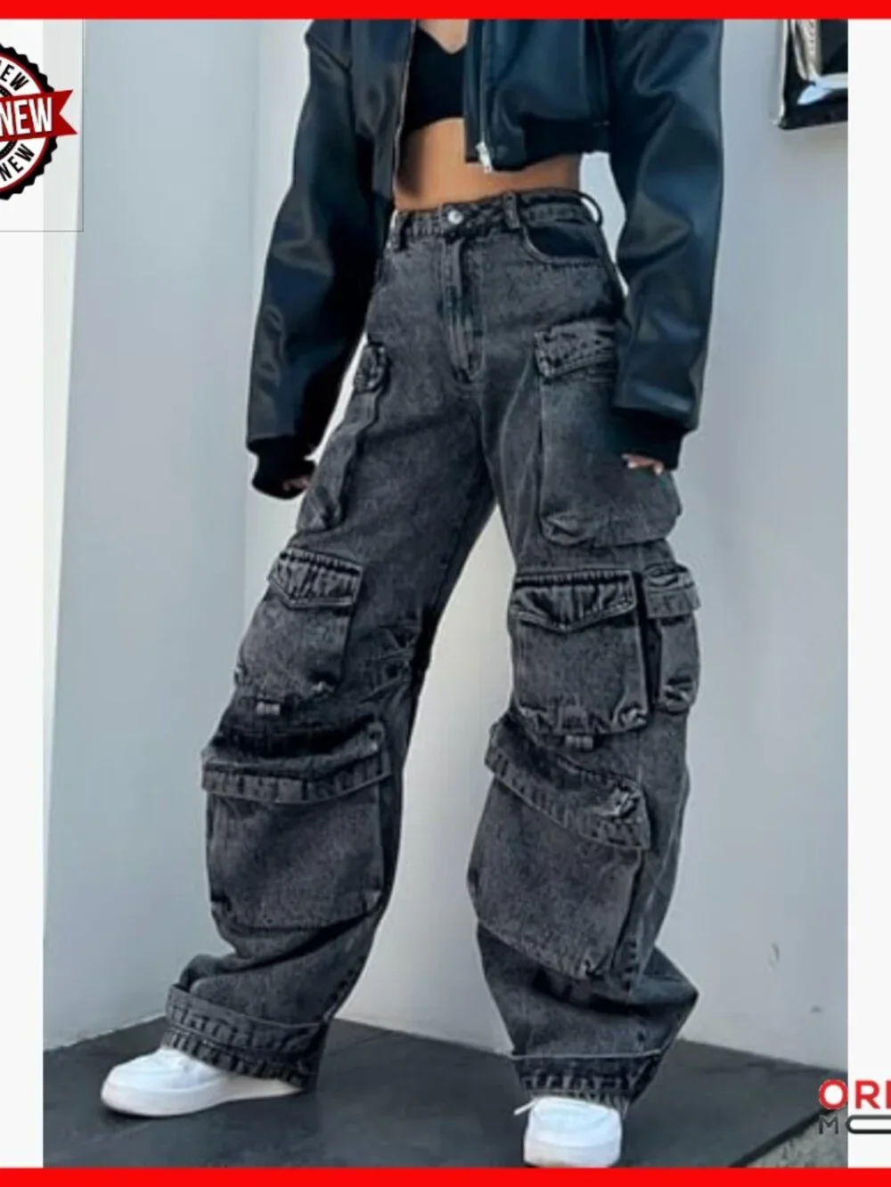 High Waisted Cargo Jeans Women Baggy Wide Leg Streetwear Pants